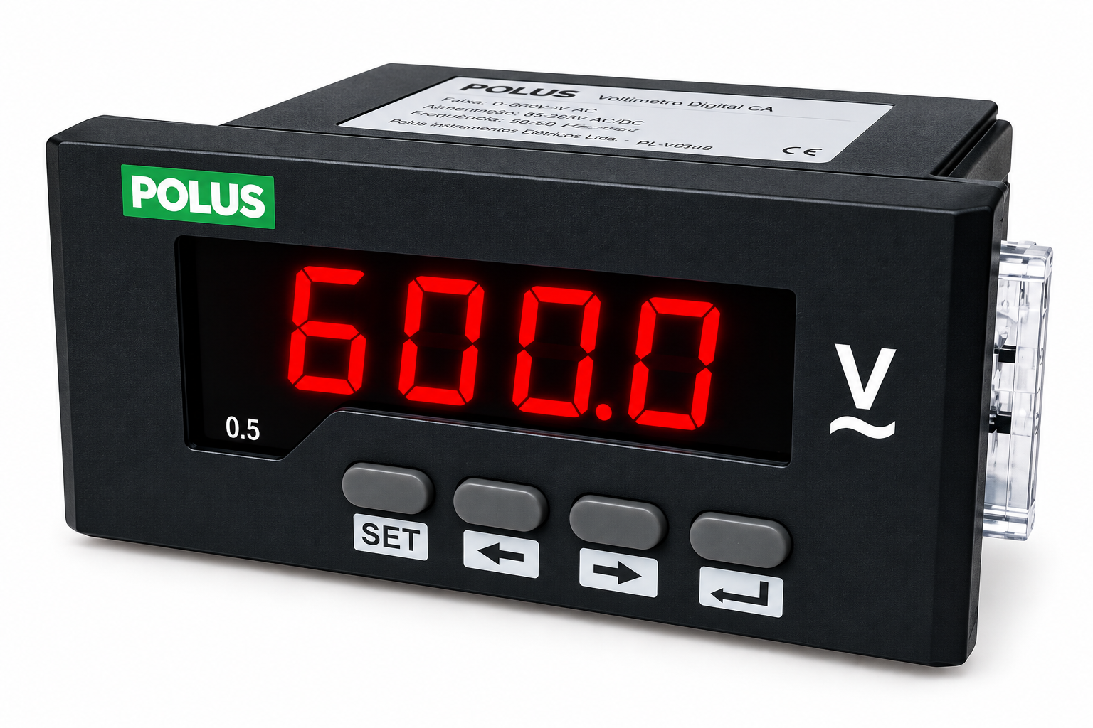 Voltimetro Digital PL-DGVL 48x96mm – Medição até 600Vca Com Alarme e Comunicação RS485