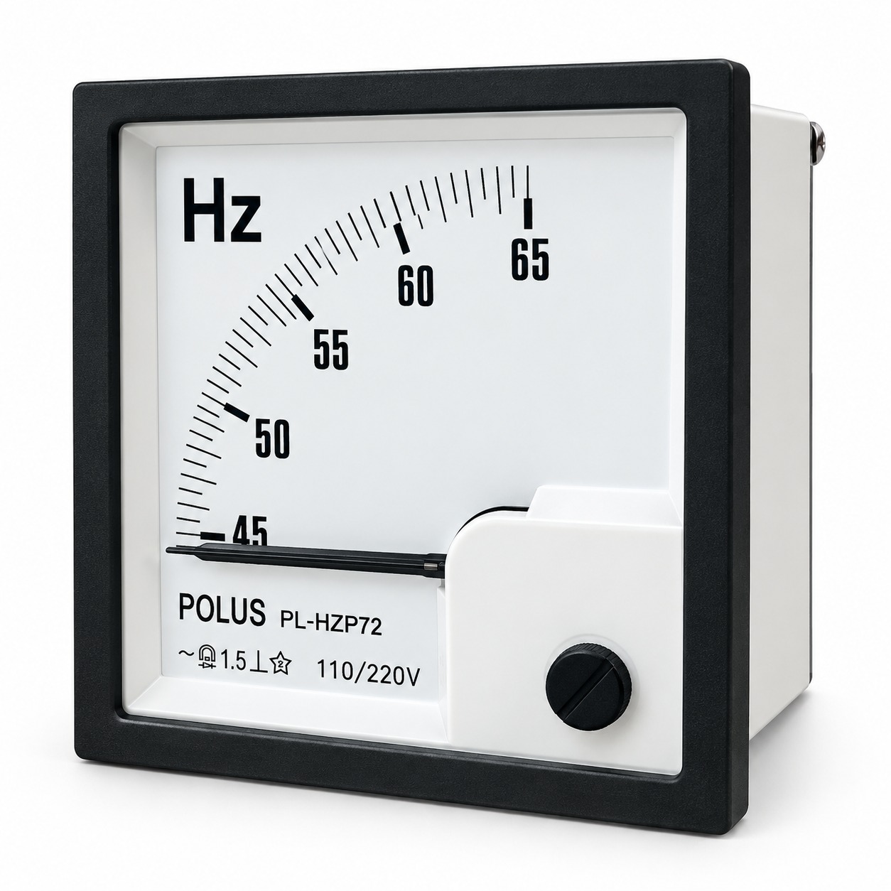 Frequencímetro analógico 45 a 65Hz para painel Frequencímetro analógico de ponteiro 110/220VCA Medidor analógico de frequência elétrica de 45 a 65Hz Frequencímetro de ponteiro para painel elétrico